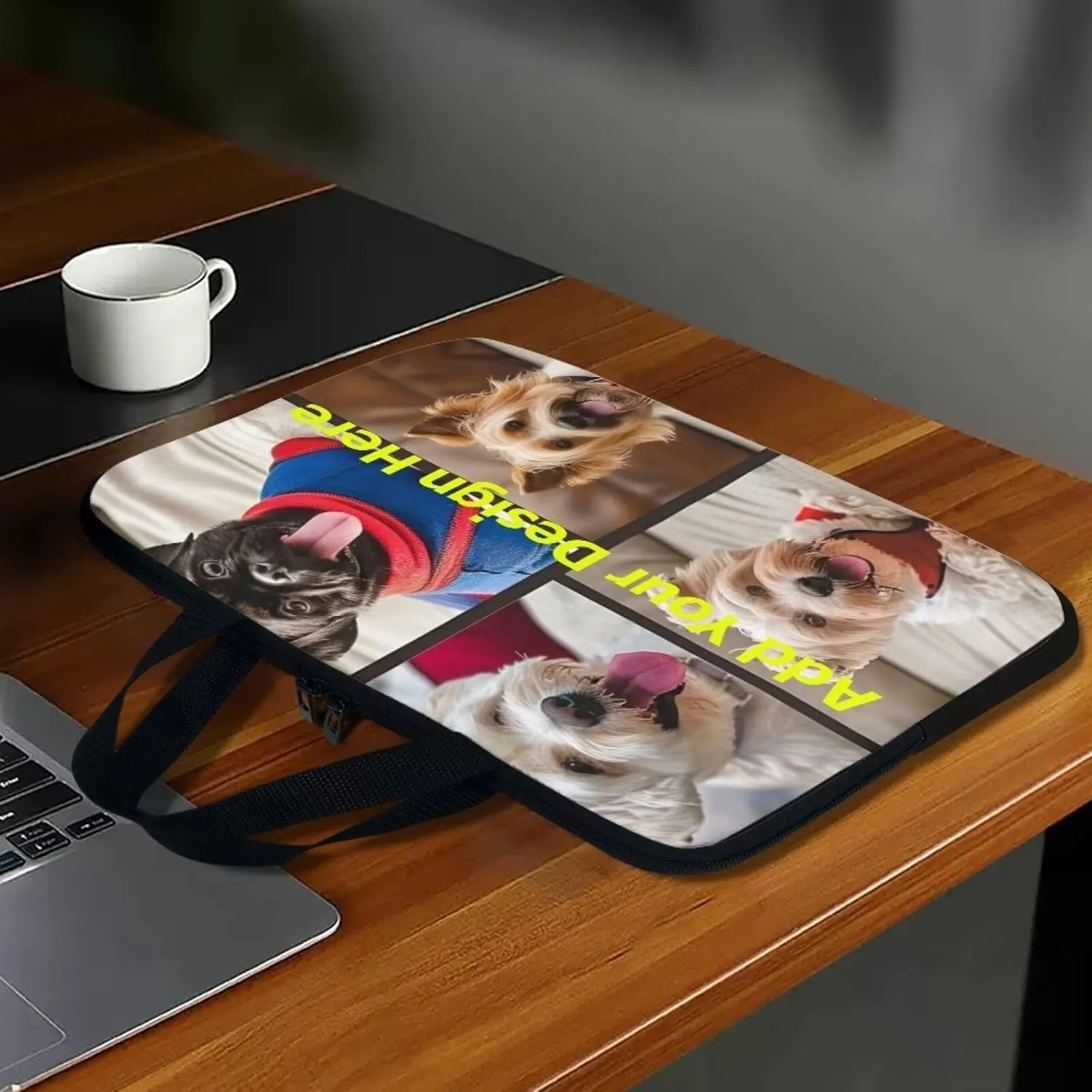 Custom Photo Laptop Sleeve Add Your Photo & Your Family Photo Your Pet Photo Custom Personalized 15 Inch Computer Bag Fashion Computer Carrying Case with Handle Upload Photo