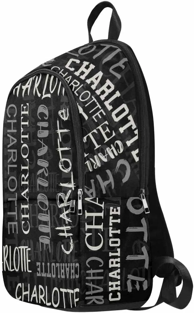 Customized Women Men Backpack with Name Personalized Black Signature Shoulders Bag for Son Daughter Niece Granddaughter Grandson Birthday Christmas