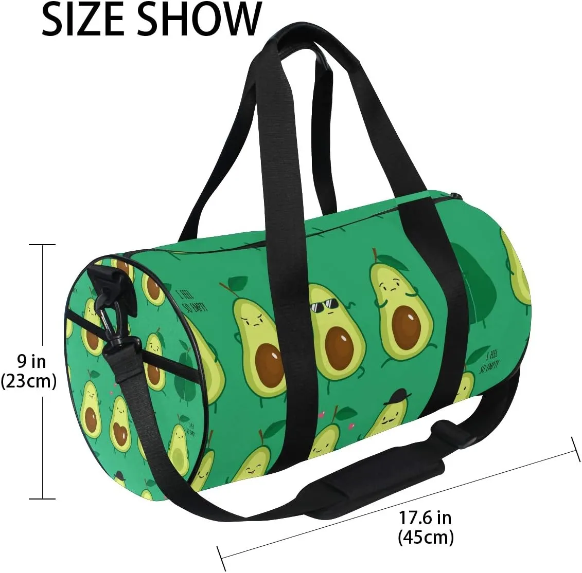 Cute Avocados Travel Duffle Bag Sports Luggage Bag with Backpack Tote Gym Bag for Man and Women
