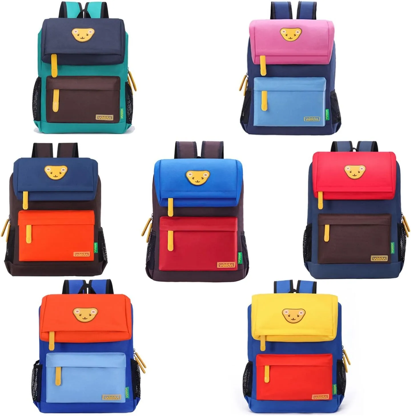 Cute Bear Kids School Backpack for Children Elementary School Bags Girls Boys Bookbags (Red/Coffee/Royalblue, Small)