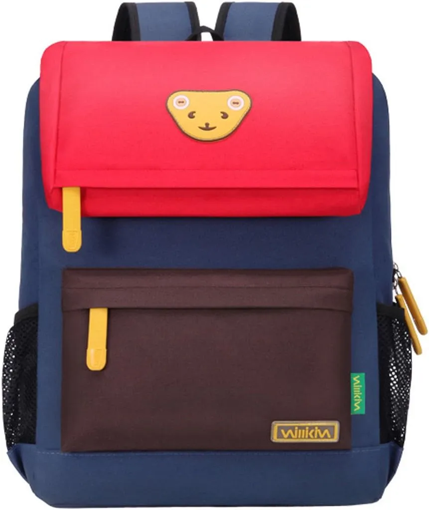 Cute Bear Kids School Backpack for Children Elementary School Bags Girls Boys Bookbags (Red/Coffee/Royalblue, Small)