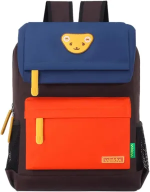 Cute Bear Kids School Backpack for Children Elementary School Bags Girls Boys Bookbags (Royalblue/Orange/Coffee, Small)