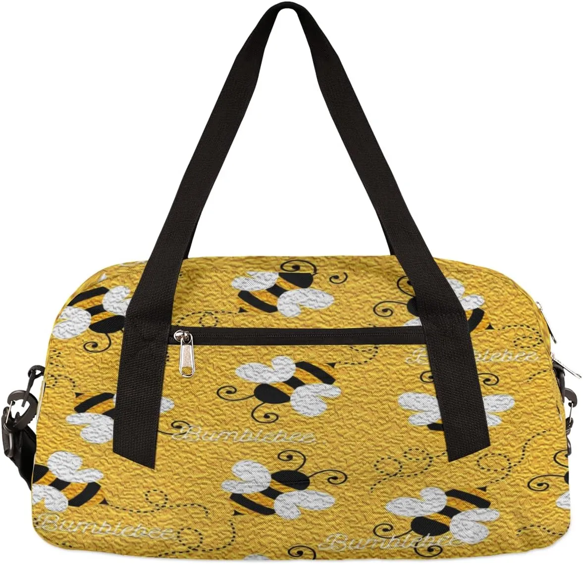 Cute Bee Bumblebee Kids Duffel Bag for Girls Boys Teens, Bee Oil Painting Dance Bag Overnight Small Duffel Bag Carry On Weekend Sports Gym Travel Bag for School Practice Gymnastics Ballet