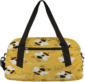 Cute Bee Bumblebee Kids Duffel Bag for Girls Boys Teens, Bee Oil Painting Dance Bag Overnight Small Duffel Bag Carry On Weekend Sports Gym Travel Bag for School Practice Gymnastics Ballet