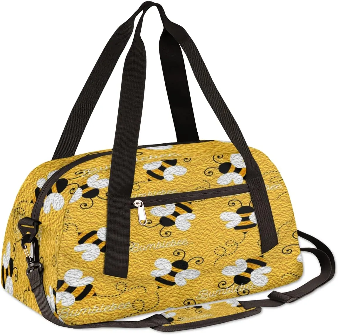 Cute Bee Bumblebee Kids Duffel Bag for Girls Boys Teens, Bee Oil Painting Dance Bag Overnight Small Duffel Bag Carry On Weekend Sports Gym Travel Bag for School Practice Gymnastics Ballet