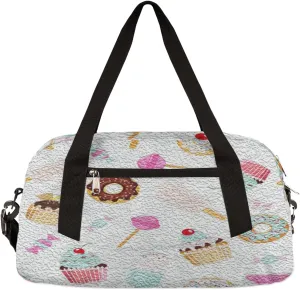 Cute Cake Doughnut Candy Kids Duffel Bag for Girls Boys Teens, Oil Painting Dance Bag Overnight Small Duffel Bag Carry On Weekend Sports Gym Travel Bag for School Practice Gymnastics Ballet