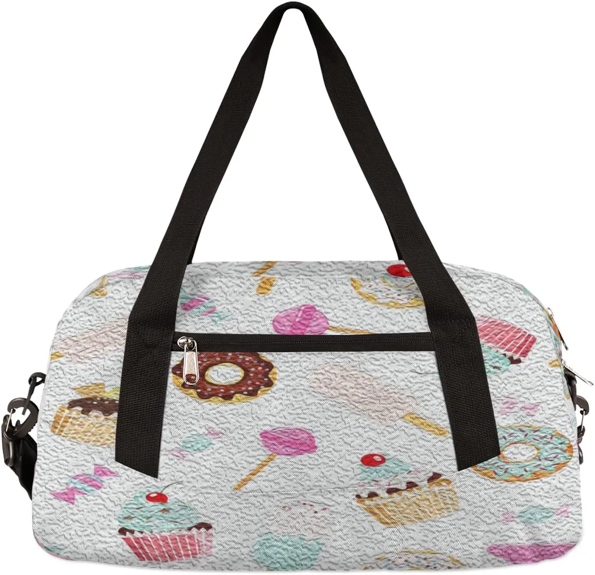 Cute Cake Doughnut Candy Kids Duffel Bag for Girls Boys Teens, Oil Painting Dance Bag Overnight Small Duffel Bag Carry On Weekend Sports Gym Travel Bag for School Practice Gymnastics Ballet