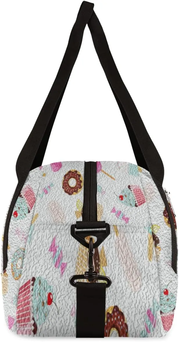 Cute Cake Doughnut Candy Kids Duffel Bag for Girls Boys Teens, Oil Painting Dance Bag Overnight Small Duffel Bag Carry On Weekend Sports Gym Travel Bag for School Practice Gymnastics Ballet