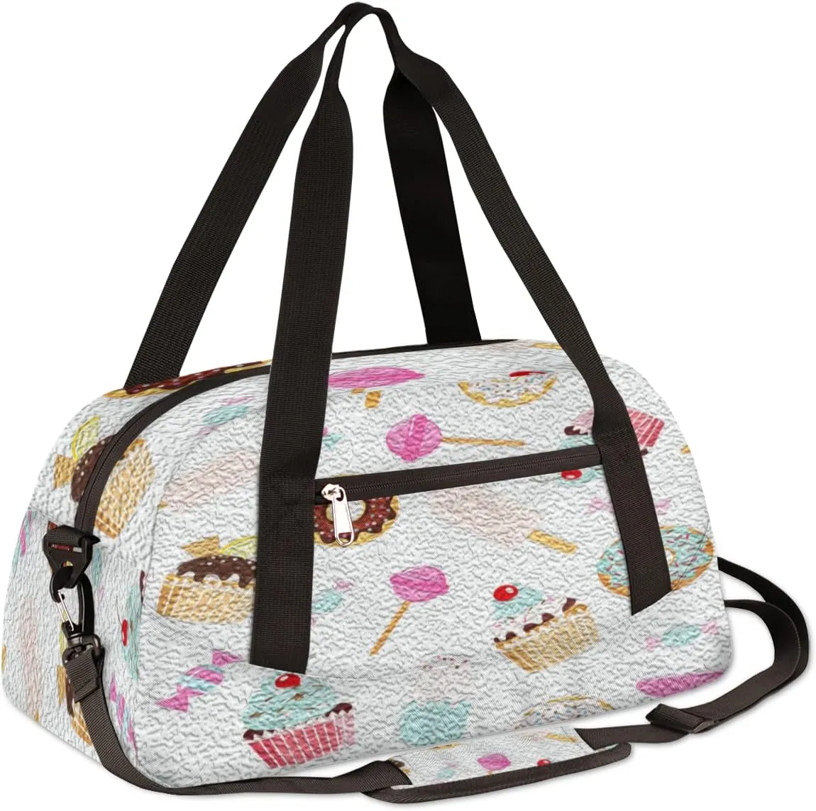 Cute Cake Doughnut Candy Kids Duffel Bag for Girls Boys Teens, Oil Painting Dance Bag Overnight Small Duffel Bag Carry On Weekend Sports Gym Travel Bag for School Practice Gymnastics Ballet
