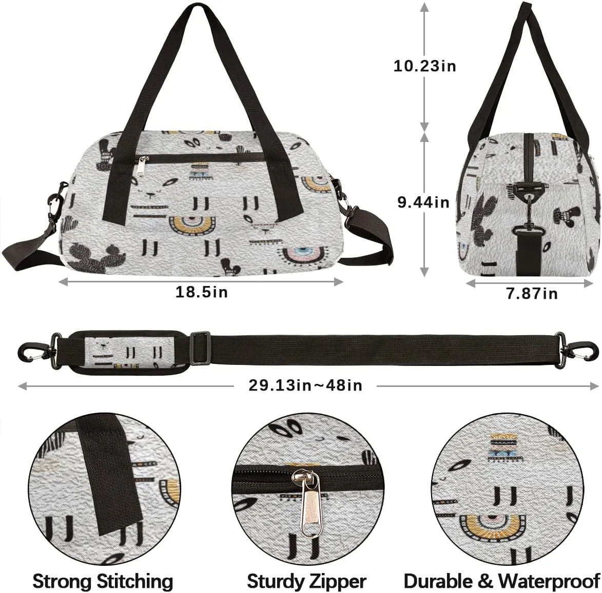 Cute Camel Llama Alpaca Cactus Kids Duffel Bag for Girls Boys Teens, Oil Painting Dance Bag Overnight Small Duffel Bag Carry On Weekend Sports Gym Travel Bag for School Practice Gymnastics Ballet