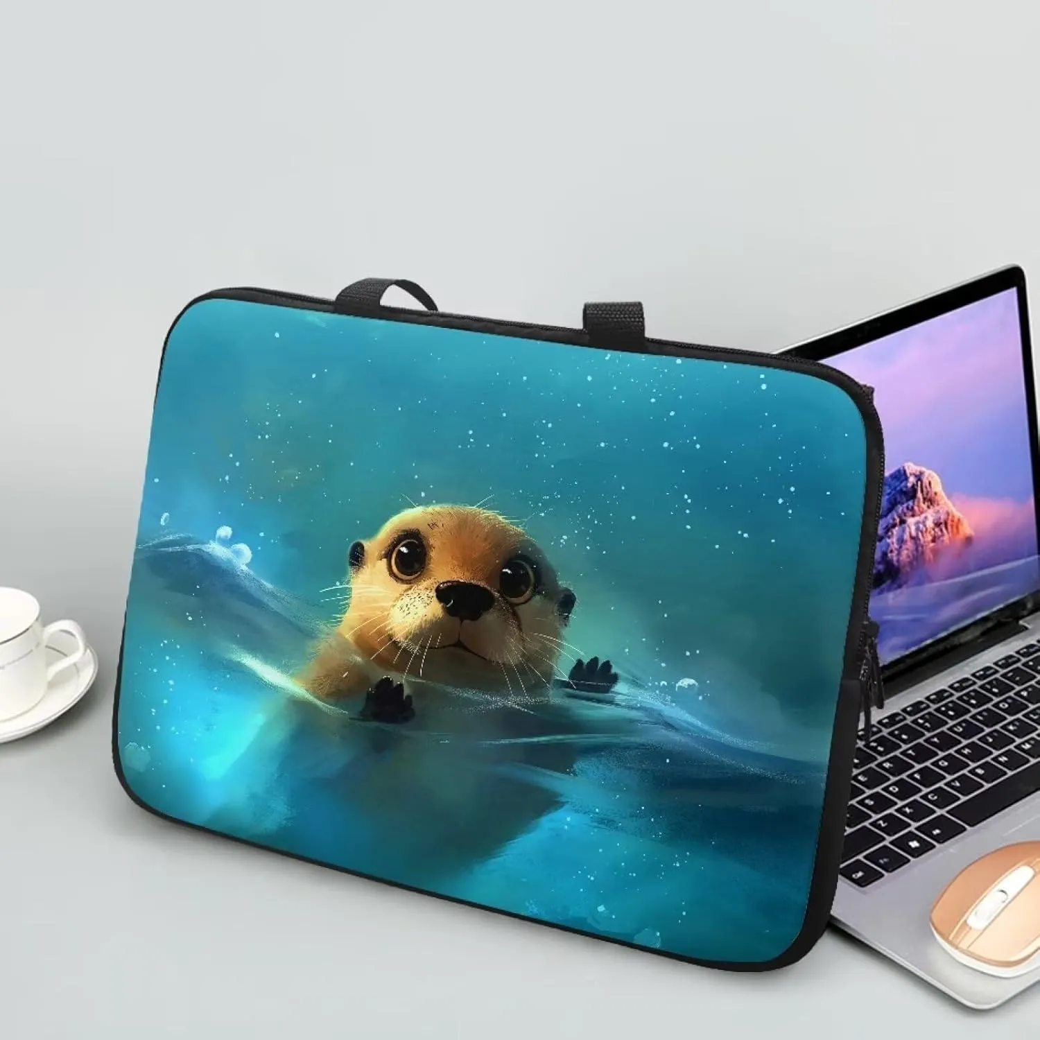 Cute Capybara 10 Inch Laptop Sleeve for Women Protective Laptop Tote Bag Cover Water Resistant Computer Carrying Case with Handle Compatible with Tablet Notebook Reader