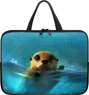 Cute Capybara 10 Inch Laptop Sleeve for Women Protective Laptop Tote Bag Cover Water Resistant Computer Carrying Case with Handle Compatible with Tablet Notebook Reader