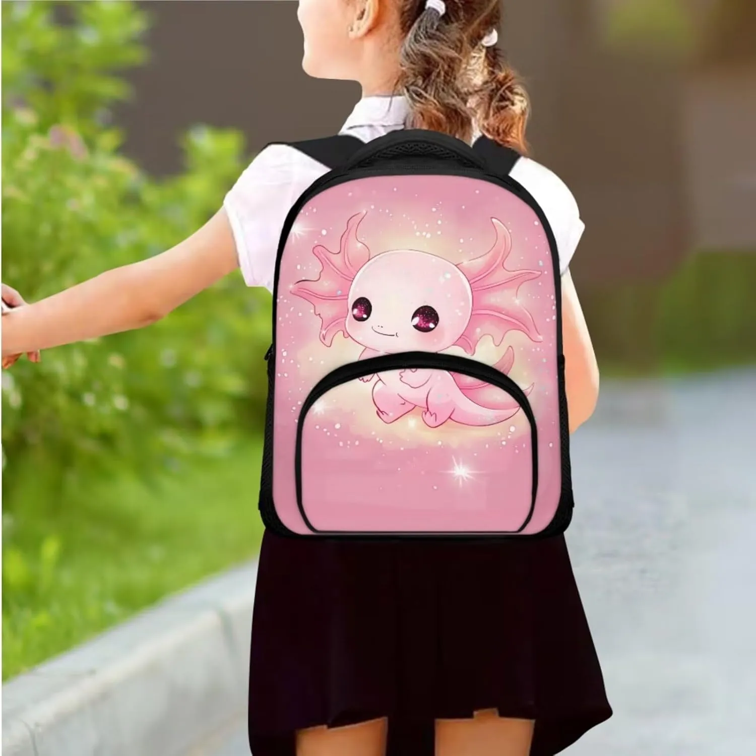 Cute Salamander Schoolbag Set Books School Bags for Girls with Lunch Bag School Backpack for Kids Backpack for Boys with Lunch Bag Schoolbag Set for Elementary School