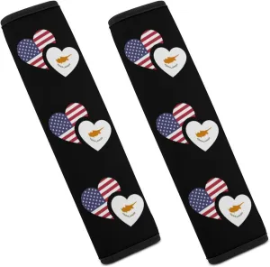 Cyprus U.S. Flag Fashion Car Seat Belt Cover Pad for Shoulder Bag Camera Soft Comfort Accessories 2PCS