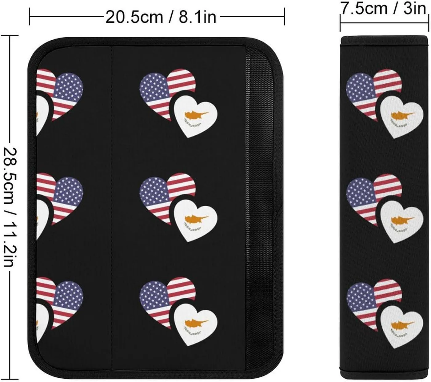Cyprus U.S. Flag Fashion Car Seat Belt Cover Pad for Shoulder Bag Camera Soft Comfort Accessories 2PCS