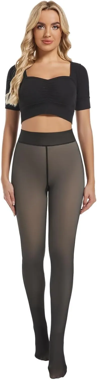 Darkterror Fleece Lined Tights Women, Warm Fleece Lined Leggings Women, Thermal Fleece Leggings for Winter