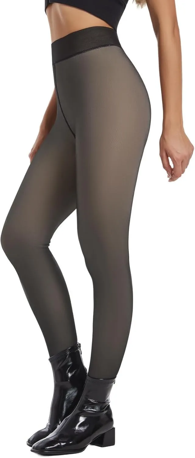 Darkterror Fleece Lined Tights Women, Warm Fleece Lined Leggings Women, Thermal Fleece Leggings for Winter