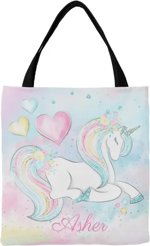 Deer Floral Pink Personalized Canvas Tote Bags for Women Kids, Reusable Bags for Shopping,Travel,School Handbag Gift