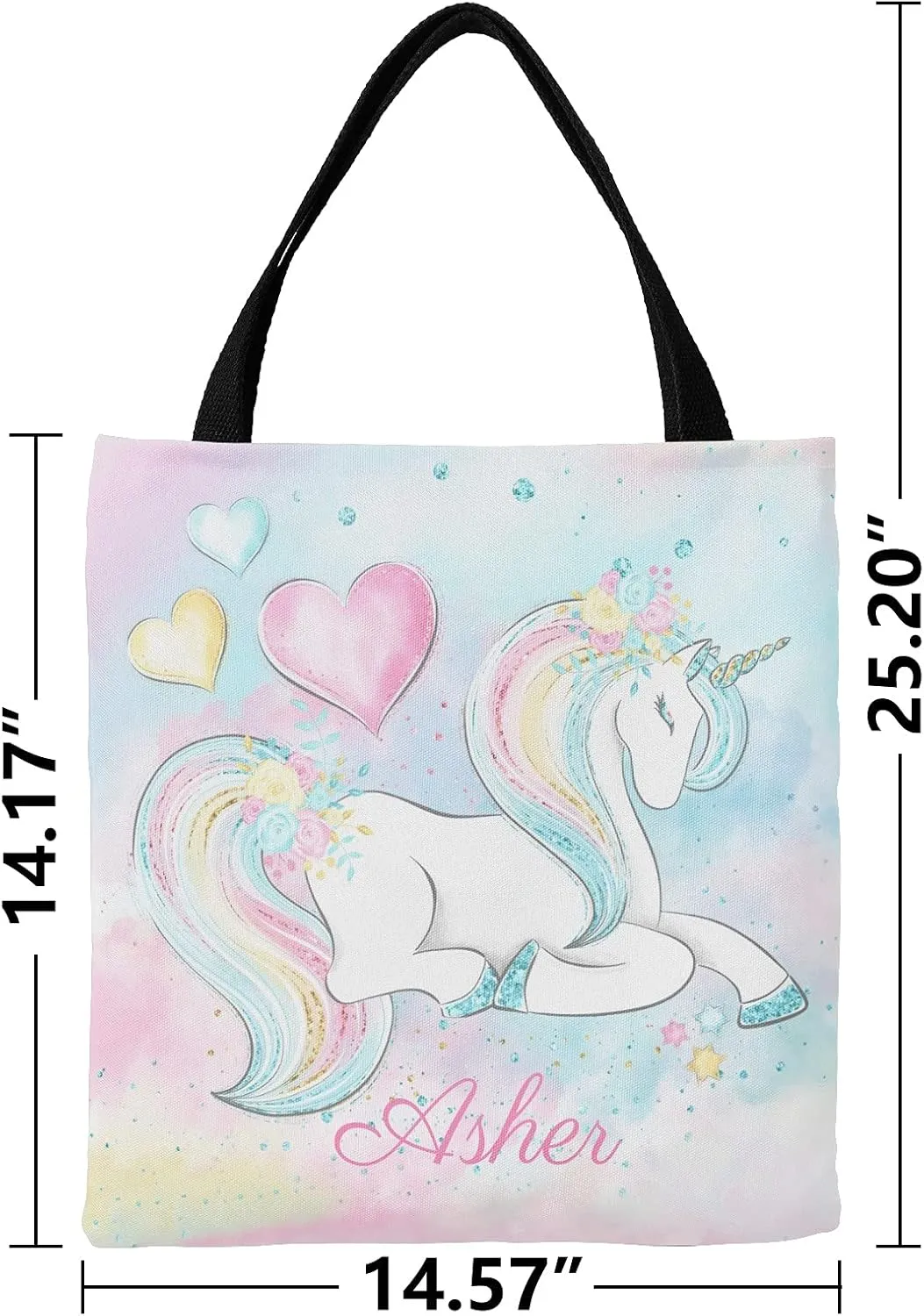 Deer Floral Pink Personalized Canvas Tote Bags for Women Kids, Reusable Bags for Shopping,Travel,School Handbag Gift