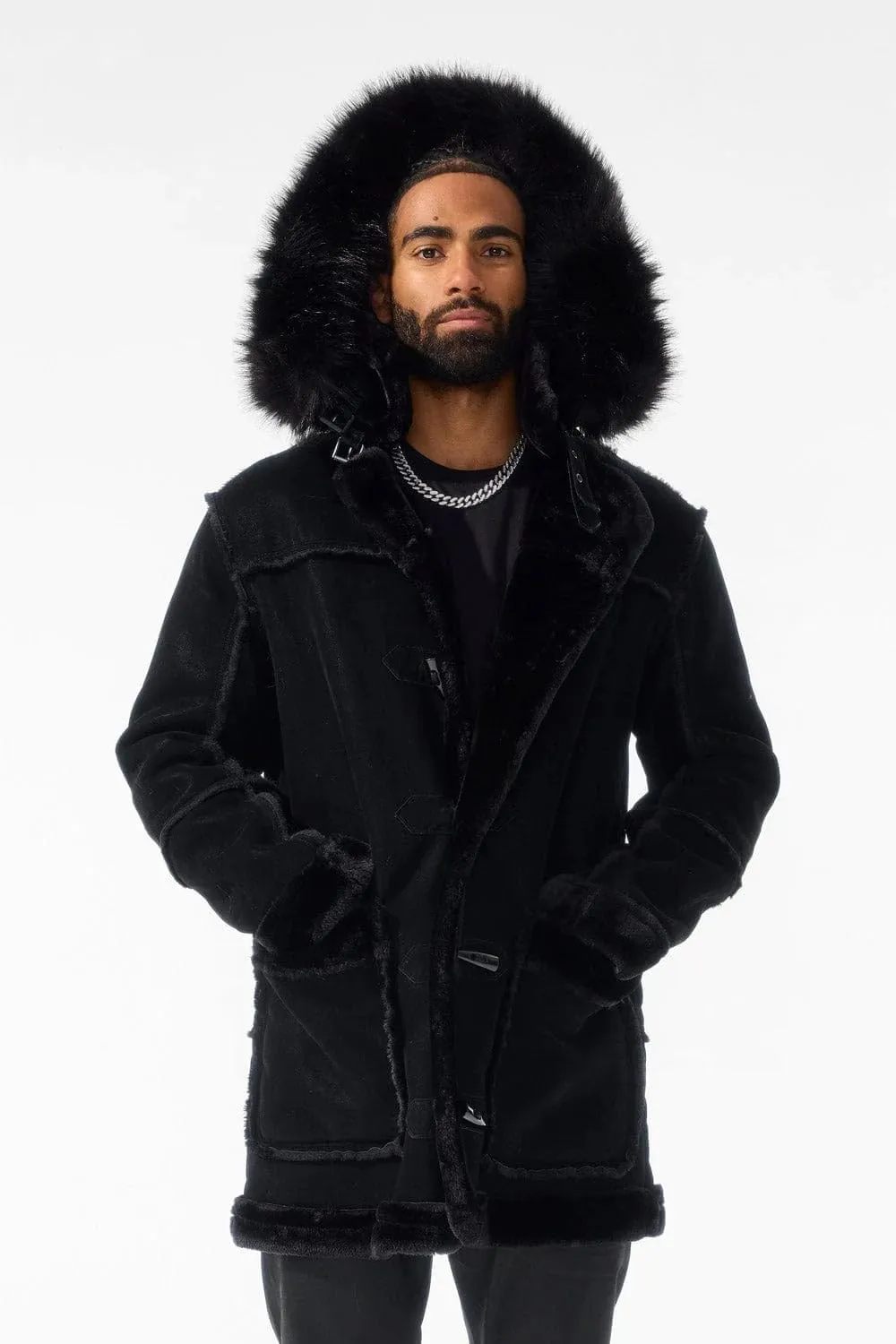 Denali 3Q Shearling Jacket, Faux Suede, Faux Shearling Lining, Toggle Front Closure, Black