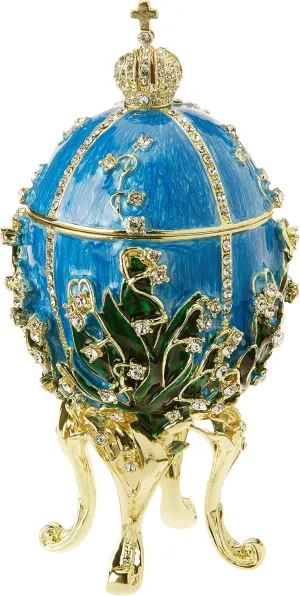 Design Toscano The Empress Romanov Style Collectible Enameled Egg, 6 Inch, Blue