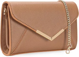 DEXMAY Women Envelope Clutch Faux Saffiano Leather Evening Handbag Foldover Clutch Bag Formal Dressy Purse
