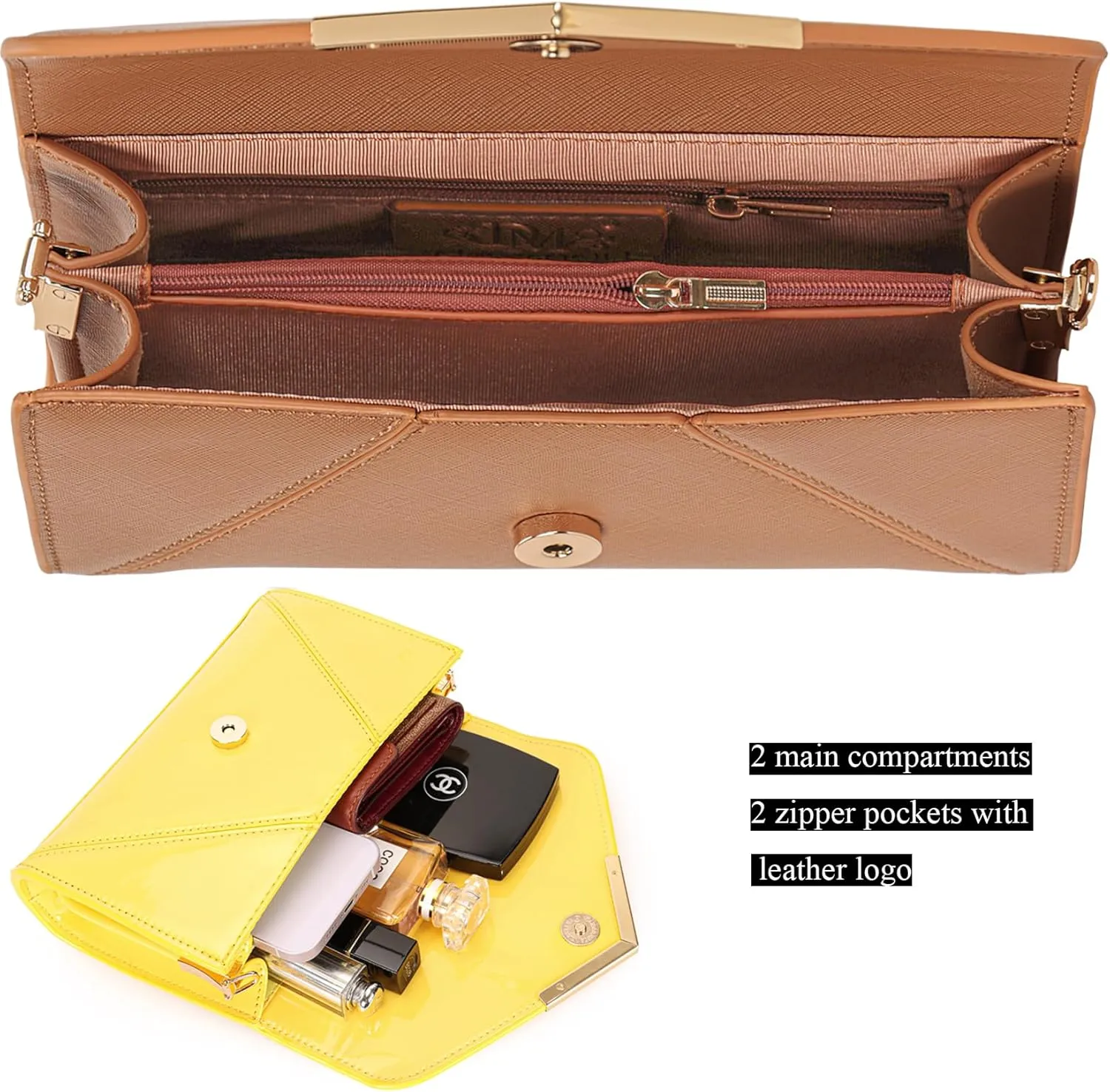 DEXMAY Women Envelope Clutch Faux Saffiano Leather Evening Handbag Foldover Clutch Bag Formal Dressy Purse