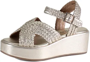 Diba True Womens Wind Garden Braided Metallic Platform Ankle Strap Casual Sandals Casual Mid Heel 2-3" - Gold