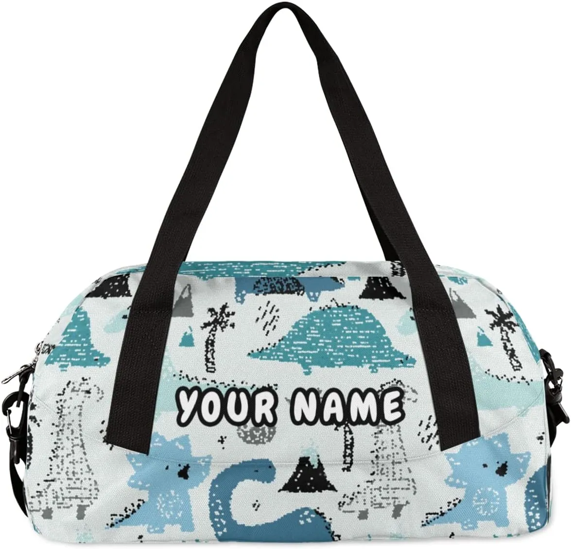 Dinosaur Animals Personalized Kids Duffel Bag for Girls Boys, Dinosaur Debris Custom Dance Bag Overnight Small Duffel Bag Carry On Weekend Sports Travel Bag for School Practice Gymnastics Ballet