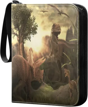 Dinosaur Card Binder 4-Pocket, 400 Pockets Trading Card Binder Holder with 50 Removable Sleeves, Zipper Card Collection Binder Card Album Book for Football Basketball Baseball Games Sports Cards