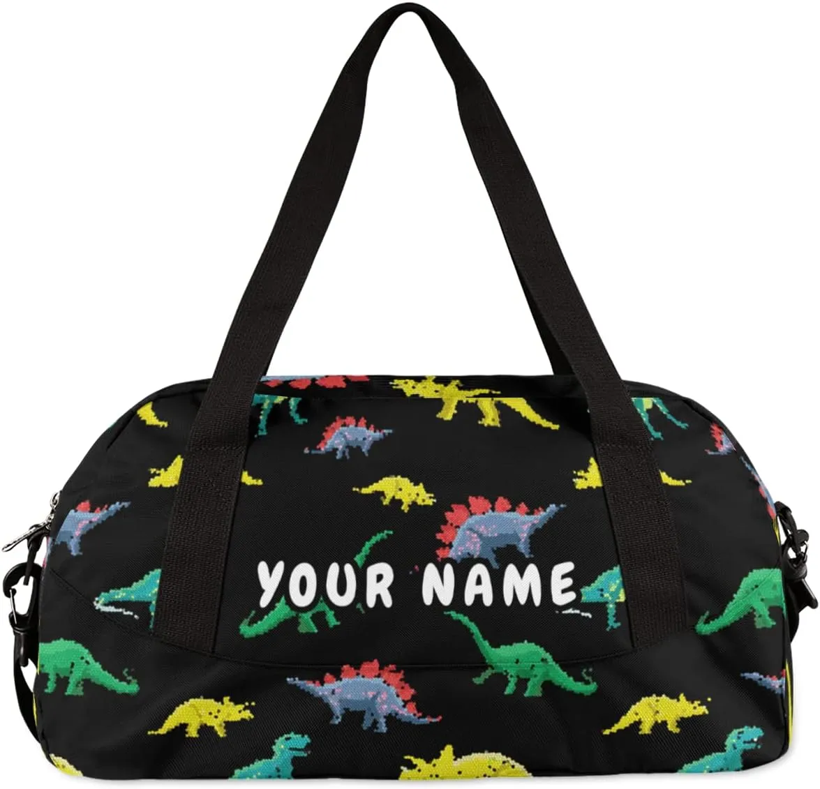 Dinosaurs Personalized Kids Duffel Bag for Girls Boys, Dinosaurs Debris Custom Dance Bag Overnight Small Duffel Bag Carry On Weekend Sports Travel Bag for School Practice Gymnastics Ballet