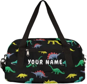 Dinosaurs Personalized Kids Duffel Bag for Girls Boys, Dinosaurs Debris Custom Dance Bag Overnight Small Duffel Bag Carry On Weekend Sports Travel Bag for School Practice Gymnastics Ballet