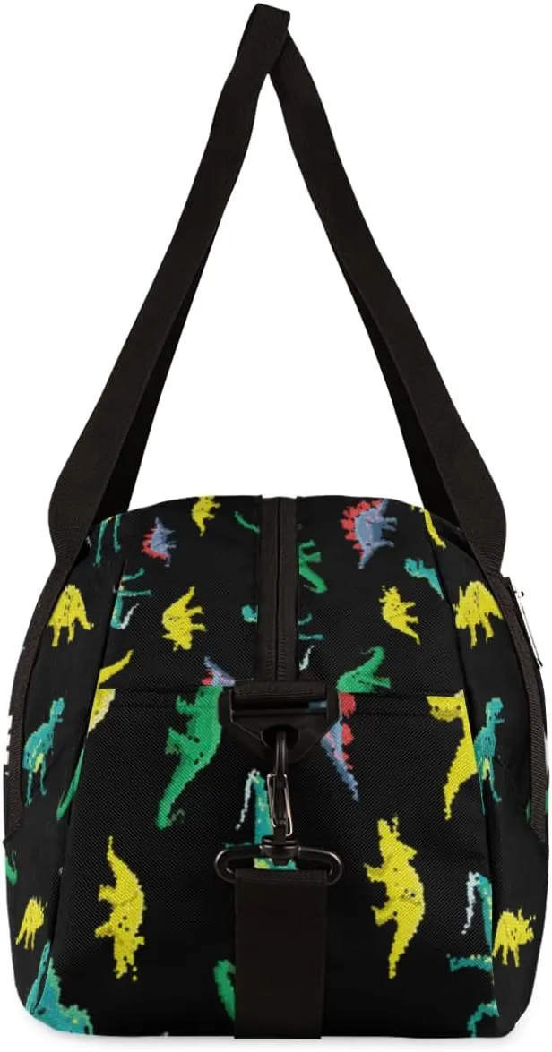 Dinosaurs Personalized Kids Duffel Bag for Girls Boys, Dinosaurs Debris Custom Dance Bag Overnight Small Duffel Bag Carry On Weekend Sports Travel Bag for School Practice Gymnastics Ballet
