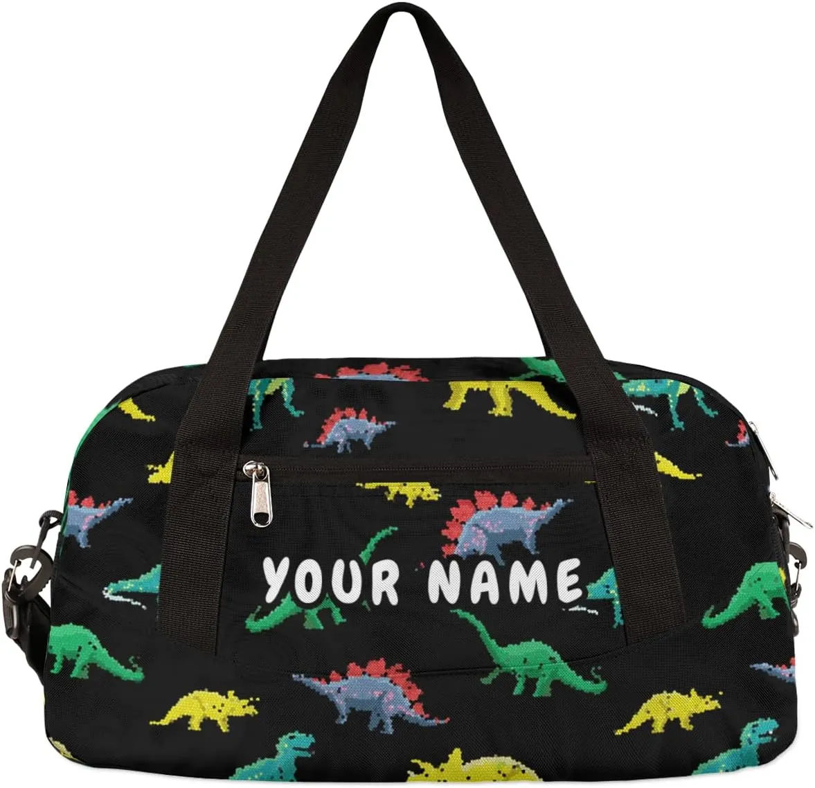 Dinosaurs Personalized Kids Duffel Bag for Girls Boys, Dinosaurs Debris Custom Dance Bag Overnight Small Duffel Bag Carry On Weekend Sports Travel Bag for School Practice Gymnastics Ballet