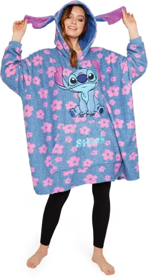 Disney Stitch Womens Fleece Hoodie, Oversized Fleece Poncho - Gifts for Her