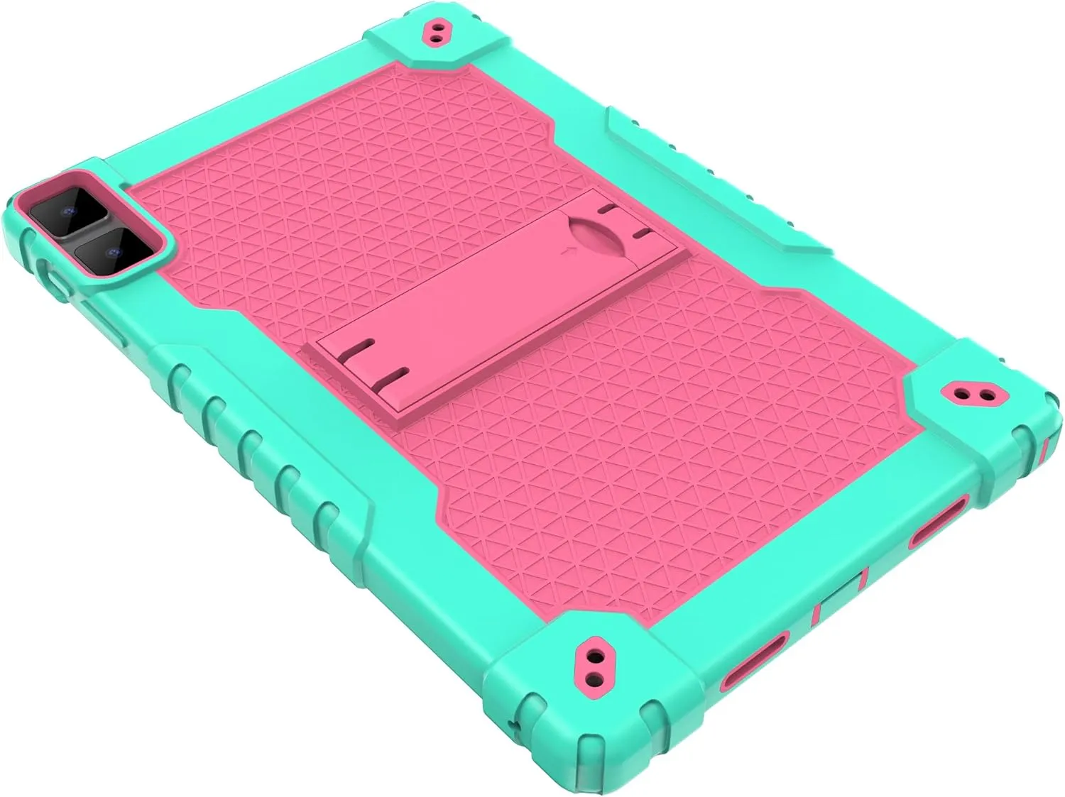 Doemoi case for DOOGEE T10 Plus,UMIDIGI A13 10.5",TECLAST T40HD T40Air 10.4" Hybrid Shockproof Protective Kids Firendly Case with Hard Shell Built in Kickstand Shoulder Strap (Green/Pink)