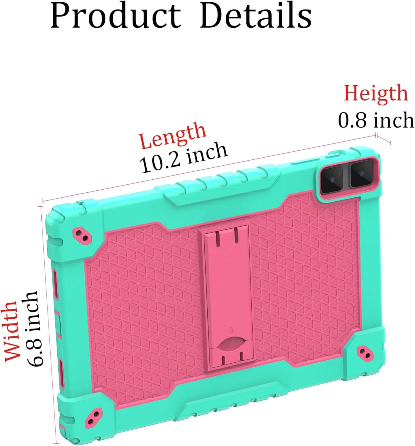 Doemoi case for DOOGEE T10 Plus,UMIDIGI A13 10.5",TECLAST T40HD T40Air 10.4" Hybrid Shockproof Protective Kids Firendly Case with Hard Shell Built in Kickstand Shoulder Strap (Green/Pink)