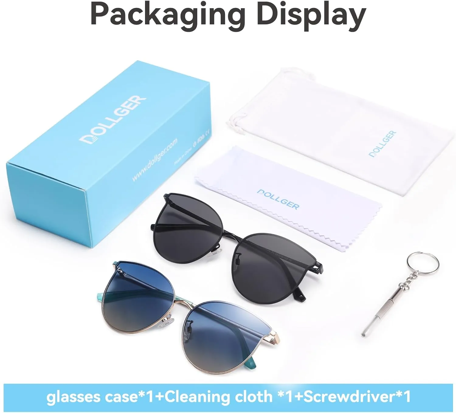 Dollger Cat Eye Sunglasses for Women Men Retro Trendy Cateye Metal Sun Glassses Round Frame UV Protection