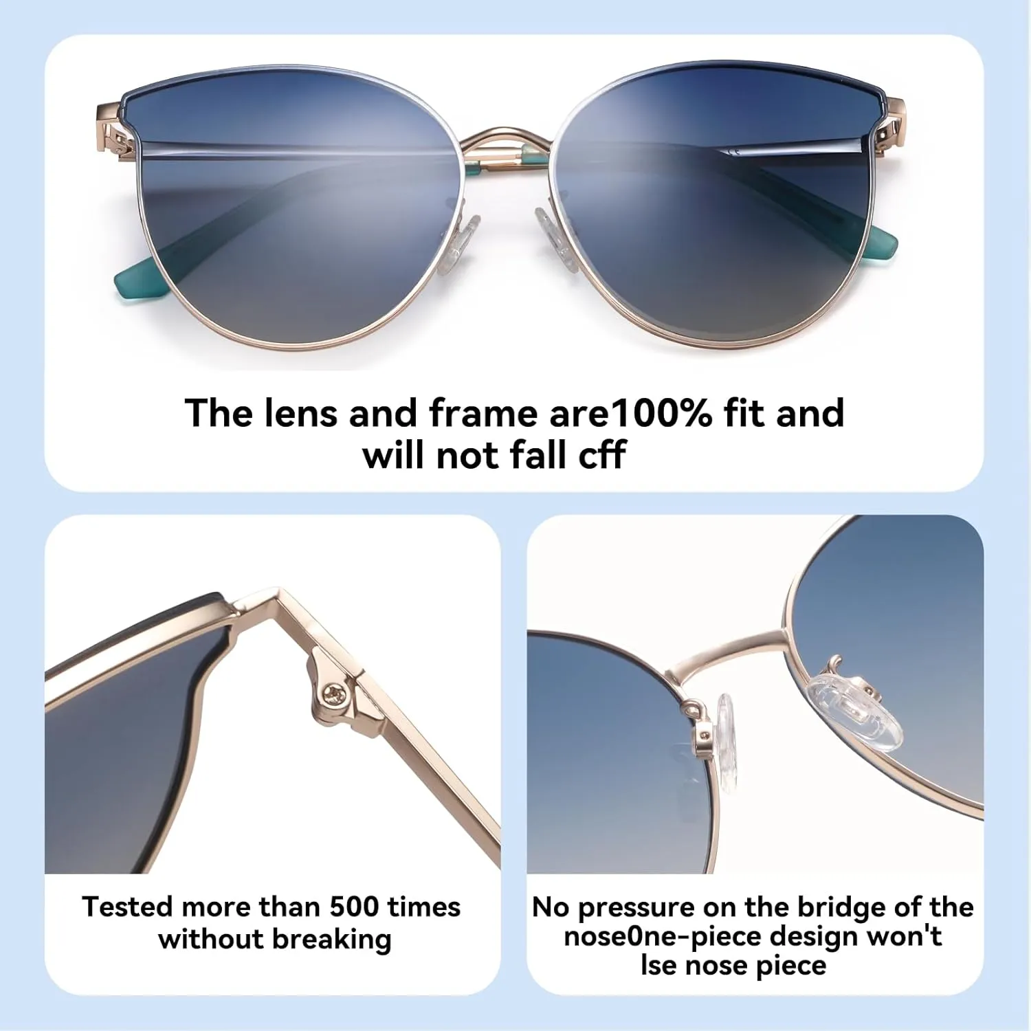 Dollger Cat Eye Sunglasses for Women Men Retro Trendy Cateye Metal Sun Glassses Round Frame UV Protection