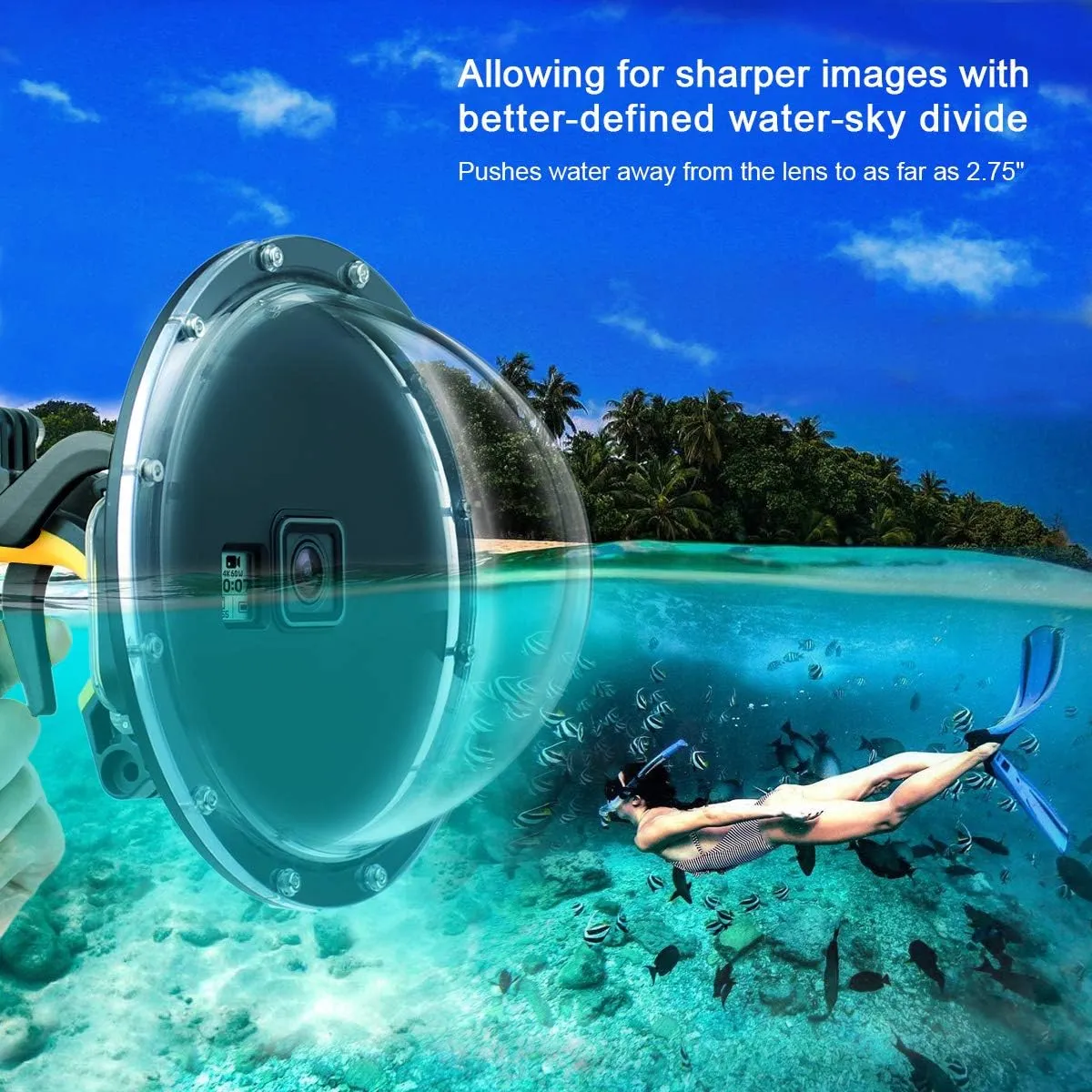 Dome Port for GoPro Hero 7 Black/Silver/White, Hero 6 5 Black, Hero 2018, Dome Port Lens with Waterproof Housing Case Trigger Floating Hand Grip for Underwater Photography