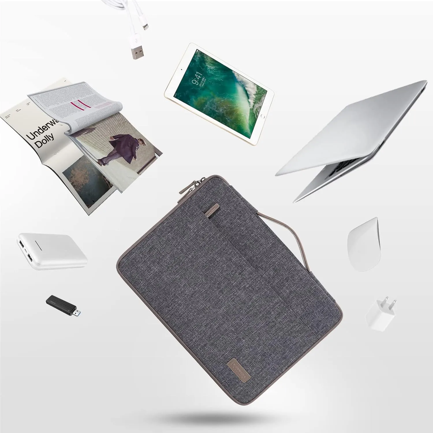 DOMISO 13.3 inch Laptop Sleeve Case Waterproof Carrying Bag for 13.3" Notebook/13 MacBook Air/Surface Book/ThinkPad L390 Yoga X380 Yoga/13.9" Yoga C930 Glass/HP EliteBook 830 840 G5,Dark Grey