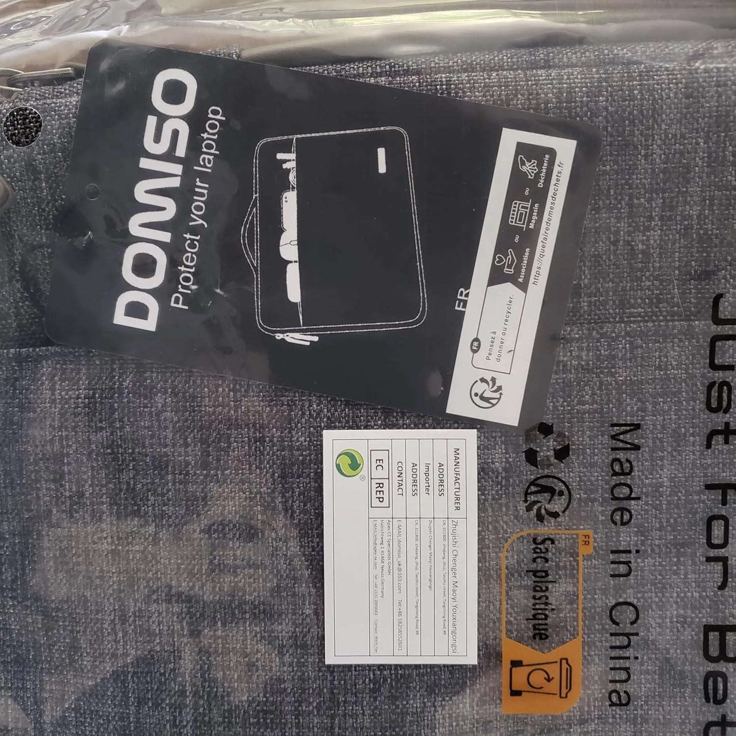 DOMISO 13.3 inch Laptop Sleeve Case Waterproof Carrying Bag for 13.3" Notebook/13 MacBook Air/Surface Book/ThinkPad L390 Yoga X380 Yoga/13.9" Yoga C930 Glass/HP EliteBook 830 840 G5,Dark Grey