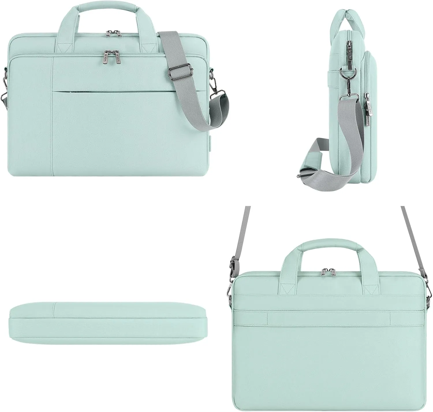 DOMISO 14 inch Laptop Bag Business Briefcase Water-resistant Notebook Messenger Shoulder Bag for 14" MacBook Pro/HP Stream 14 Chromebook 14/IdeaPad ThinkPad/ZenBook,Mint Green