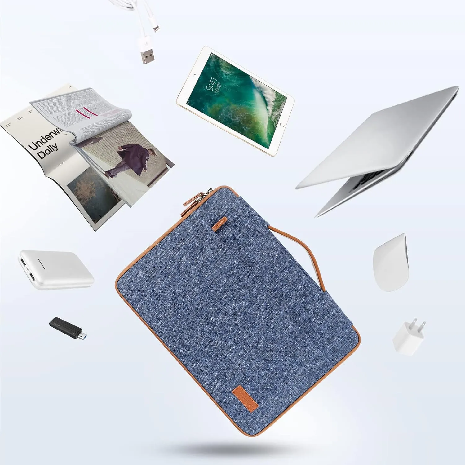 DOMISO 15.6 inch Laptop Sleeve Case Waterproof Carrying Bag for 15.6" Notebook/Yoga 730 IdeaPad 530S ThinkPad L580/Flex 4 5/ASUS ROG Zephyrus GX501/Dell New Latitude 3590/HP EliteBook,Blue