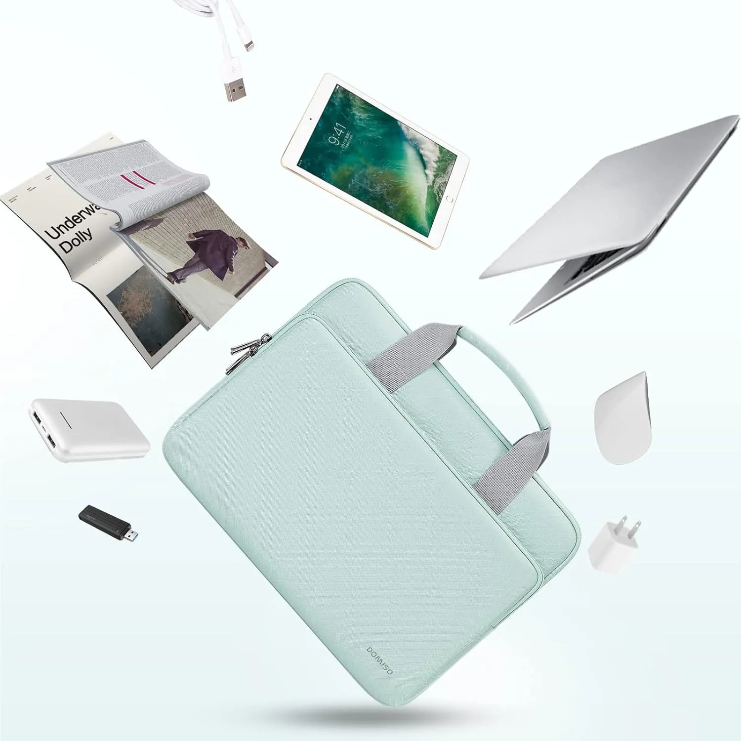 DOMISO 17.3 inch Laptop Sleeve Bag Water-Resistant Carrying Case with Handle for Dell/MSI GS73VR Stealth Pro/ROG Strix GL702VS/HP Envy Pavilion 17/LG/17.3" Notebooks,Mint Green