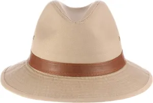 Dorfman Hat Co. Men's One-Piece Canvas Faux Leather-Trim Safari Hat