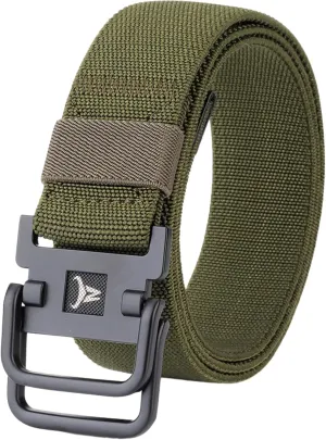Double D-Ring Elastic Stretch Nylon Web Belt Durable Metal Buckle Travel Fishing
