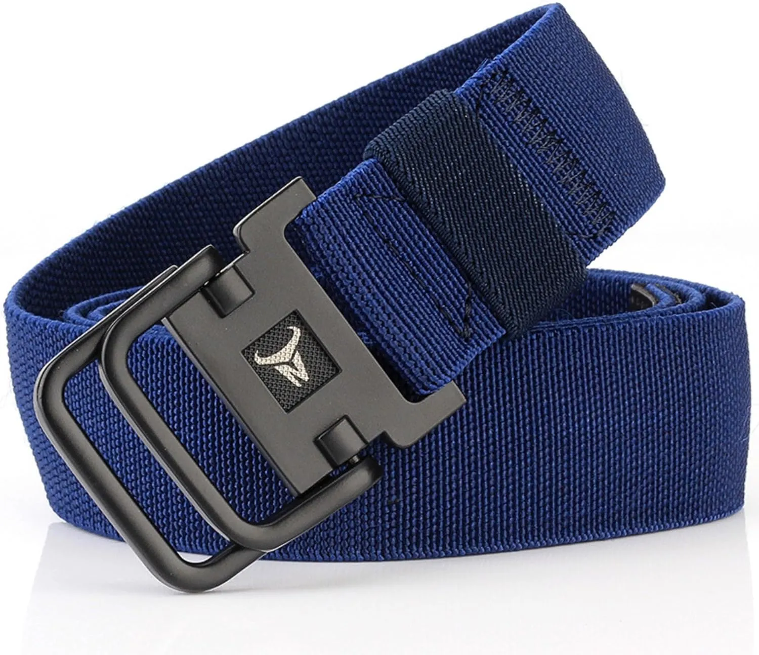 Double D-Ring Elastic Stretch Nylon Web Belt Durable Metal Buckle Travel Fishing