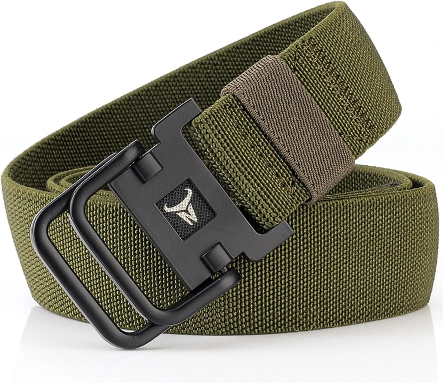 Double D-Ring Elastic Stretch Nylon Web Belt Durable Metal Buckle Travel Fishing