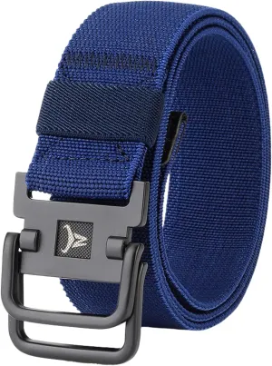 Double D-Ring Elastic Stretch Nylon Web Belt Durable Metal Buckle Travel Fishing